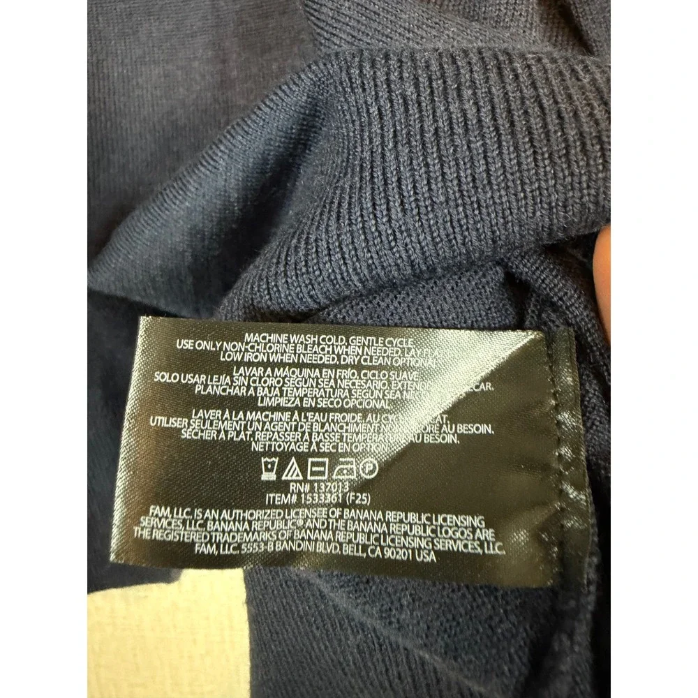 Banana Republic Mens Merino Wool Crewneck Sweater Navy Blue •L• Layering Casual